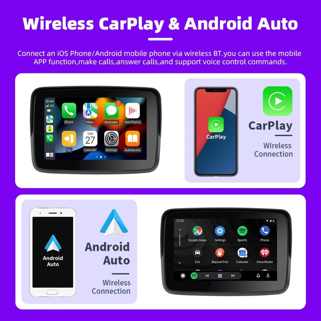 Pantalla de navegación N1 para motocicleta Android Auto , Apple Carplay