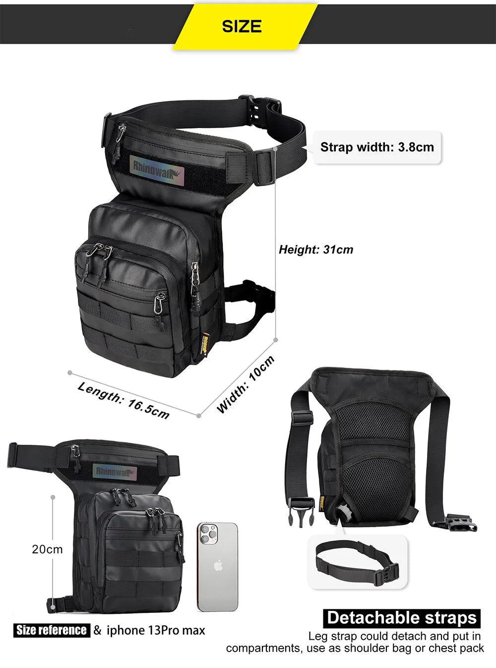 BOLSA DE RIÑONERA PARA MOTOCICLETA RHINOWALK