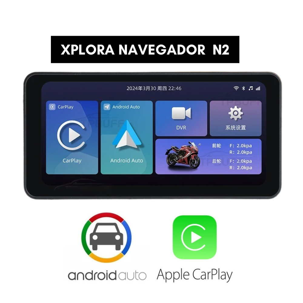 Pantalla de navegación N2 para motocicleta Android Auto , Apple Carplay